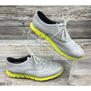 Cole Haan ZeroGrand Wingtip Oxfords Shoes Womens Size 6.5 Gray Yellow Leather